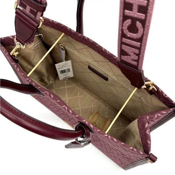Michael Kors Medium Mirella Tote Bag Ox Blood Multi - Picture 9 of 12